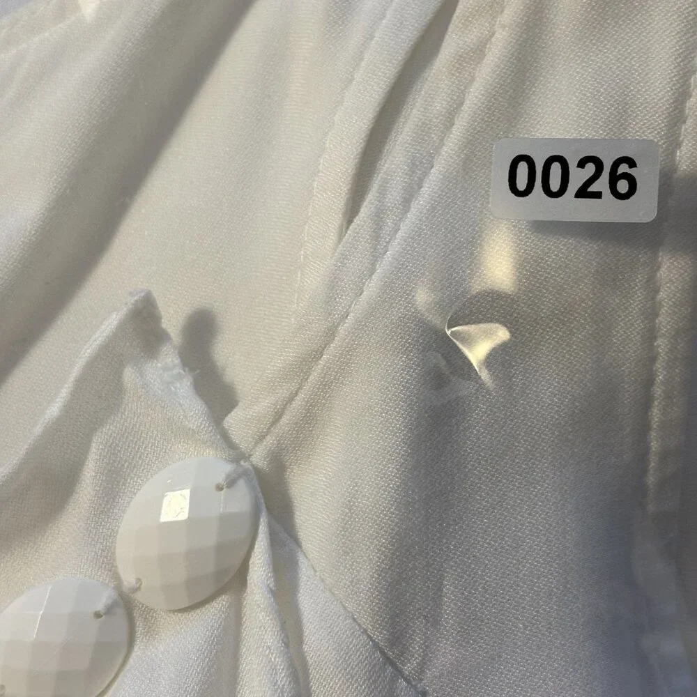 Charles Chang-Lima White Sleeveless Asymmetrical Dress With Button Back & Jewel - Picture 13 of 13